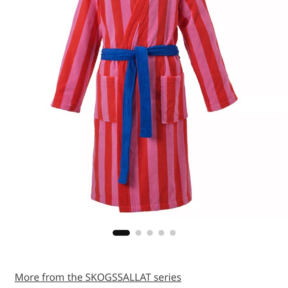 Brand new- ikea robe - Pink & Red Striped Bathrobe with Blue Belt